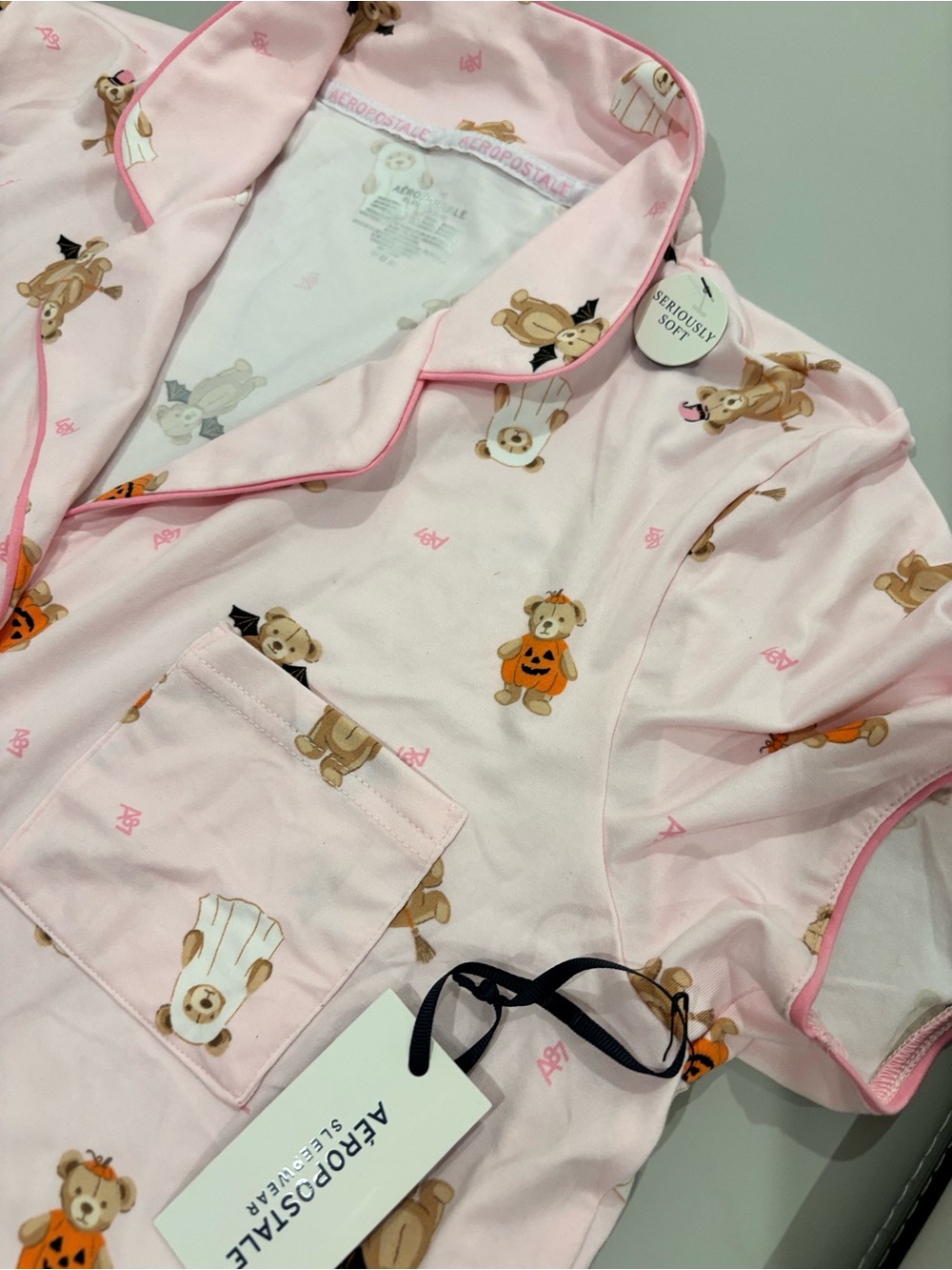 Aeropostale Halloween Teddy Bear Costume Pink Pajama Lounge Set NEW